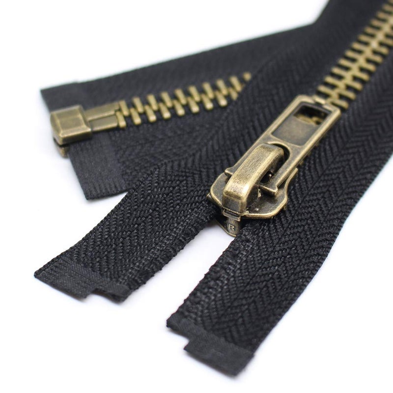 YaHoGa #8 26 Inch Antique Brass Separating Jacket Zipper Metal Zipper Heavy Duty Metal Zippers for Jackets Sewing Coats Crafts (26" Anti-Brass) - Image 2